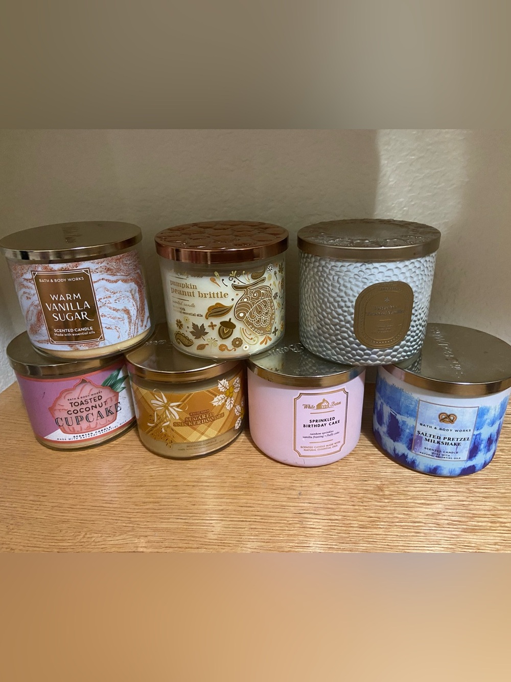 Bath & Body Works 3-Wick Candles Pumpkin Peanut Brittle, Sugared Snickerdoodle